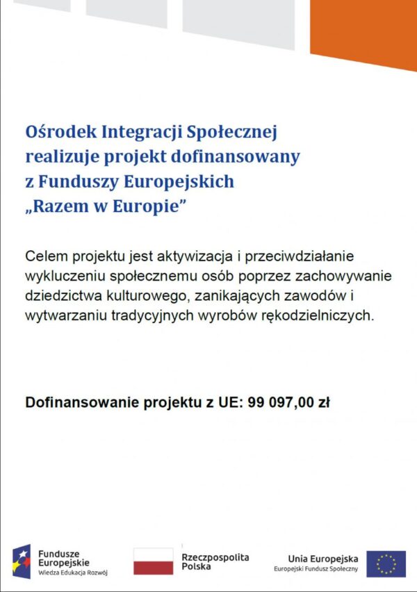 Grafika z informacją o dofinansowaniu do projektu Razem w Europie