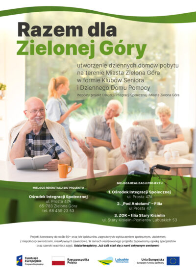 Plakat z informacjami o projekcie Razem dla Zielonej Góry